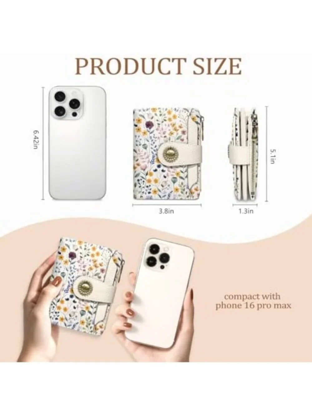 Floral Small Wallet for Women - RFID Blocking Bifold Credit Card Holder